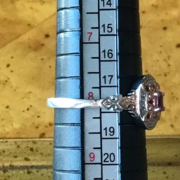 Rare Pink Spinel Sterling Silver Ring Size 8 - Picture 4 of 9